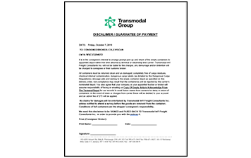 Transmodal Guarantee Of Payment